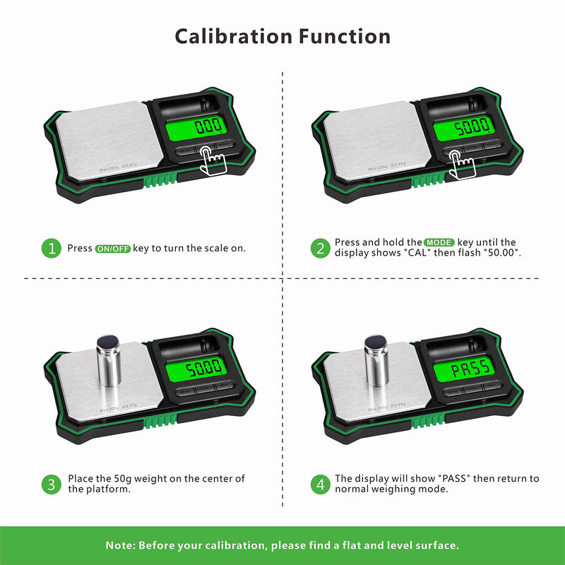[Australia - AusPower] - Fuzion Digital Pocket Scale, 200g x 0.01g Jewelry Gram Scale, 6 Units Conversion, LCD Back-Lit Display, Use for Jewelry/Medicine/Food/Powder/Herb(Battery Included) Green 