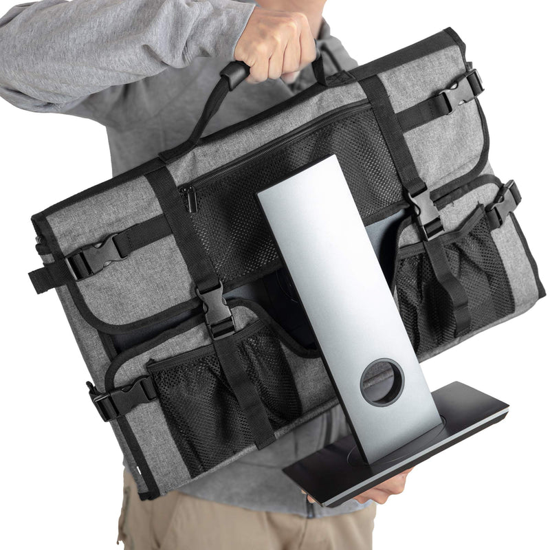 [Australia - AusPower] - CURMIO Computer Monitor Carrying Case for 24 Inch Monitor, Computer Screen Dust Cover with Rubber Handle and Pockets, Gray (Patented Design) 