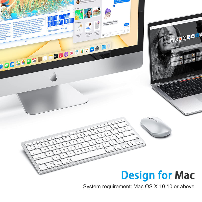 [Australia - AusPower] - Bluetooth Keyboard for Mac, OMOTON Compact Wireless Keyboard Compatible with MacBook Pro/Air, iMac, iMac Pro, Mac Mini, Mac Pro Laptop and PC Silver 