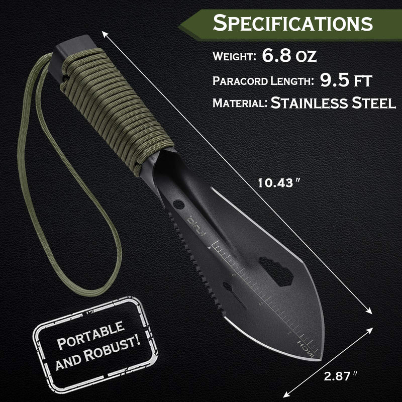 [Australia - AusPower] - iunio Hiking Trowel, Camping, Backpacking, Portable Shovel, Multitool, Ultralight Camp Tool, with Carrying Pouch, for Gardening, Outdoor, Survival Black 