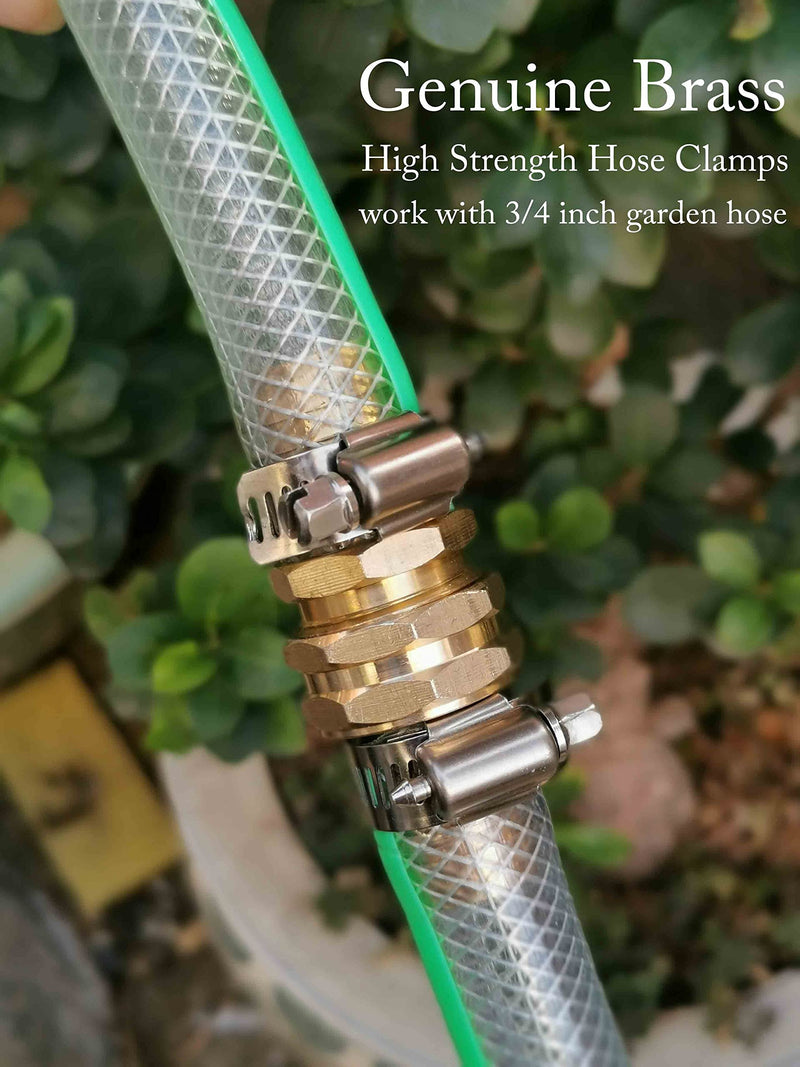 [Australia - AusPower] - PLG Brass 3/4" Hose Repair Connector with Clamps, Male and Female Garden Hose End Repair Fittings 2 Set For 3/4"(inches) Hose 