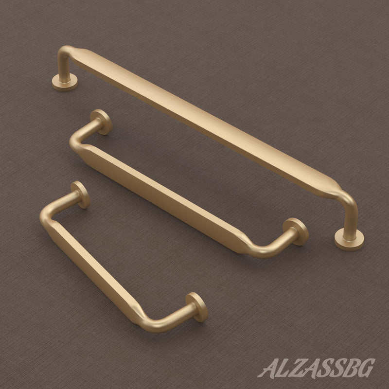 [Australia - AusPower] - Alzassbg 10 Pack Brushed Gold Cabinet Handles, 5 Inch(128mm) Hole Centers Modern Cabinet Pulls Kitchen Cabinets Hardware for Cabinets and Drawers AL3503BG 5" Hole Center 