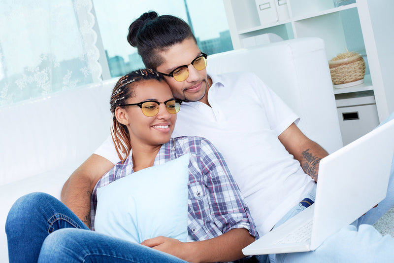 [Australia - AusPower] - SafetyBlue™ Day Glasses 40% Blue Blocking for Men & Women | Reading Glasses | Headache Relief | Non-Prescription Glasses Yellow 