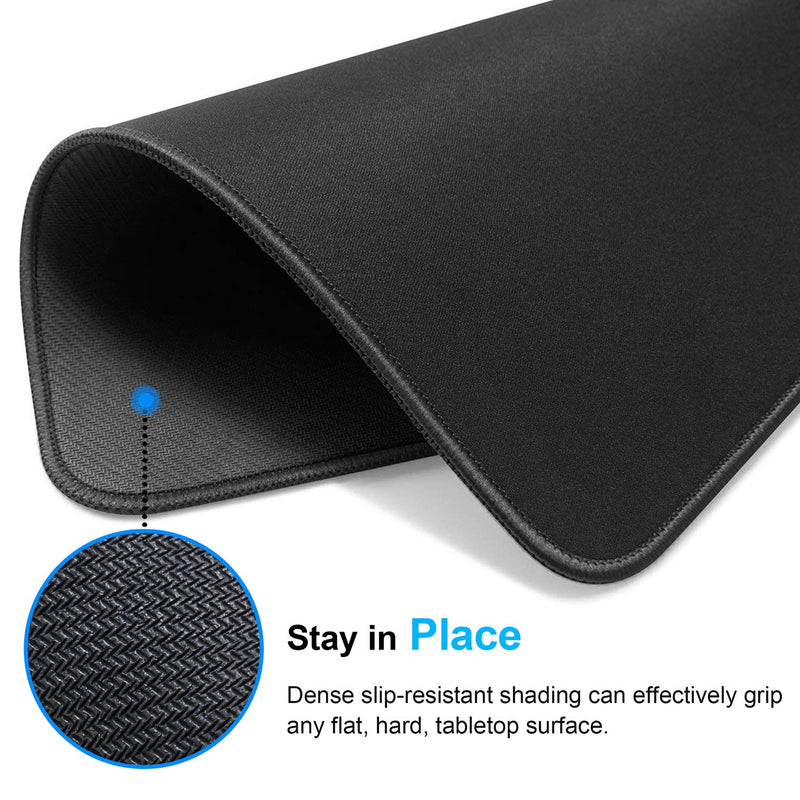 [Australia - AusPower] - MROCO Mouse Pad [30% Larger] with Non-Slip Rubber Base, Premium-Textured & Waterproof Computer Mousepad with Stitched Edges, Mouse Pads for Computers, Laptop, Gaming, Office & Home, 8.5 x 11 in, Black LARGE (8.5" x 11") Office/ 1 Pack 