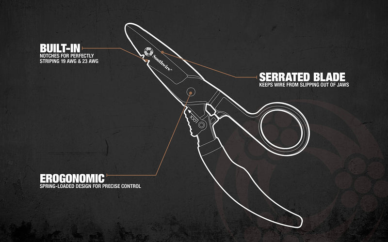 [Australia - AusPower] - Southwire - ESP-1 Tools & Equipment ESP1 Electrician Scissors DataComm Snips, Durable Serrated Blade, Built in Notches, Precise Control, Textured Grip Handle for Added Comfort, Nickle Finished Plate 