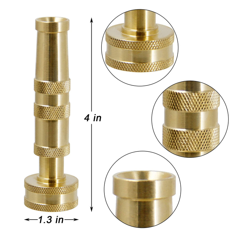 [Australia - AusPower] - Triumpeek Solid Brass Hose Nozzle, 3/4" Adjustable Twist Water Hose Nozzle, 2 Pack 4" Heavy Duty Brass Garden Hose Nozzle with 10 Rubber Washers 
