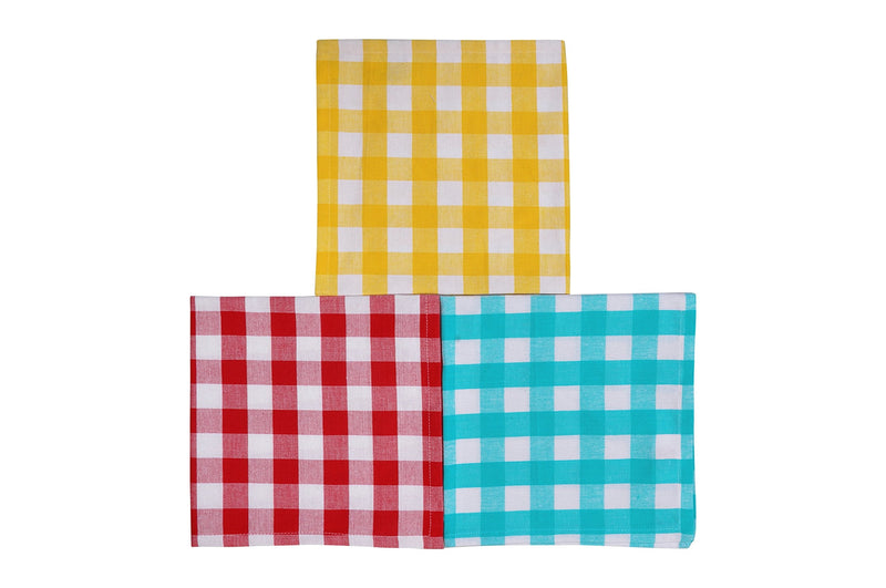 [Australia - AusPower] - Yourtablecloth Buffalo Plaid 100% Cotton Cloth Checkered Dinner Table Napkins – Vibrant Colors – Soft & Super Absorbent Napkins 20 x 20 Set of 6 Yellow and White 