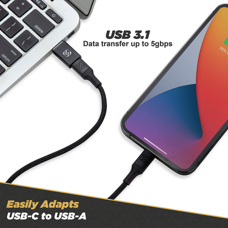 [Australia - AusPower] - SCOSCHE ACA-2PKSP Strikeline USB Type-C to USB Type-A Adapter 2-Pack - Black 