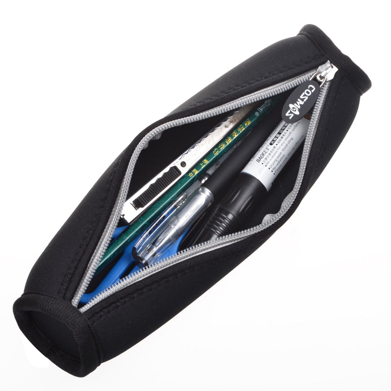 [Australia - AusPower] - Cosmos Black Color Neoprene Stylus Pen Case Holder Pencil Bag Pouch Gray Zipper 