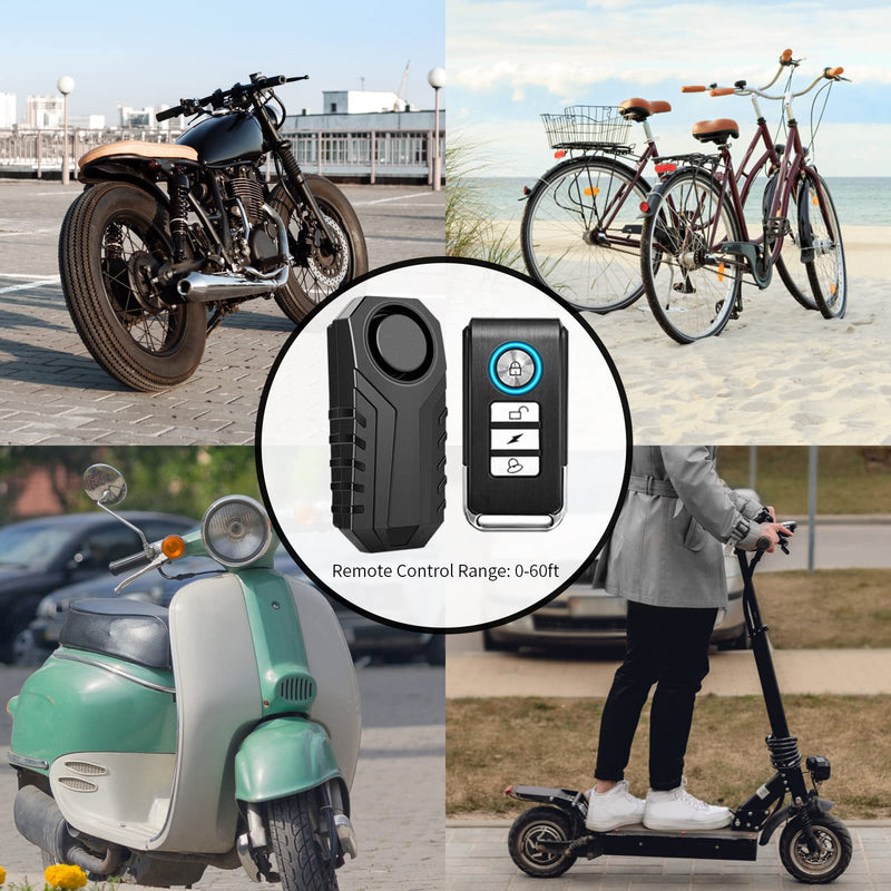 [Australia - AusPower] - KCMYTONER Vibration Sensing Bike Alarm with Remote, 113db Loud Bicycle Alarm System Anti Theft, Wireless Motorcycle Alarm for Electric Bike Tricycle Mobility Scooter Ebike Cycling Security 1 