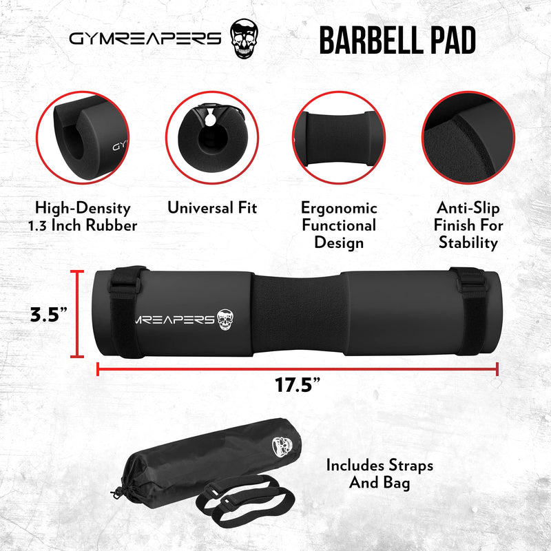 [Australia - AusPower] - Gymreapers Barbell Squat Pad - Protective Bridge Pad for Hip Thrust, Squats, Lunges - Hip Support, Neck Protection for Bar Black 