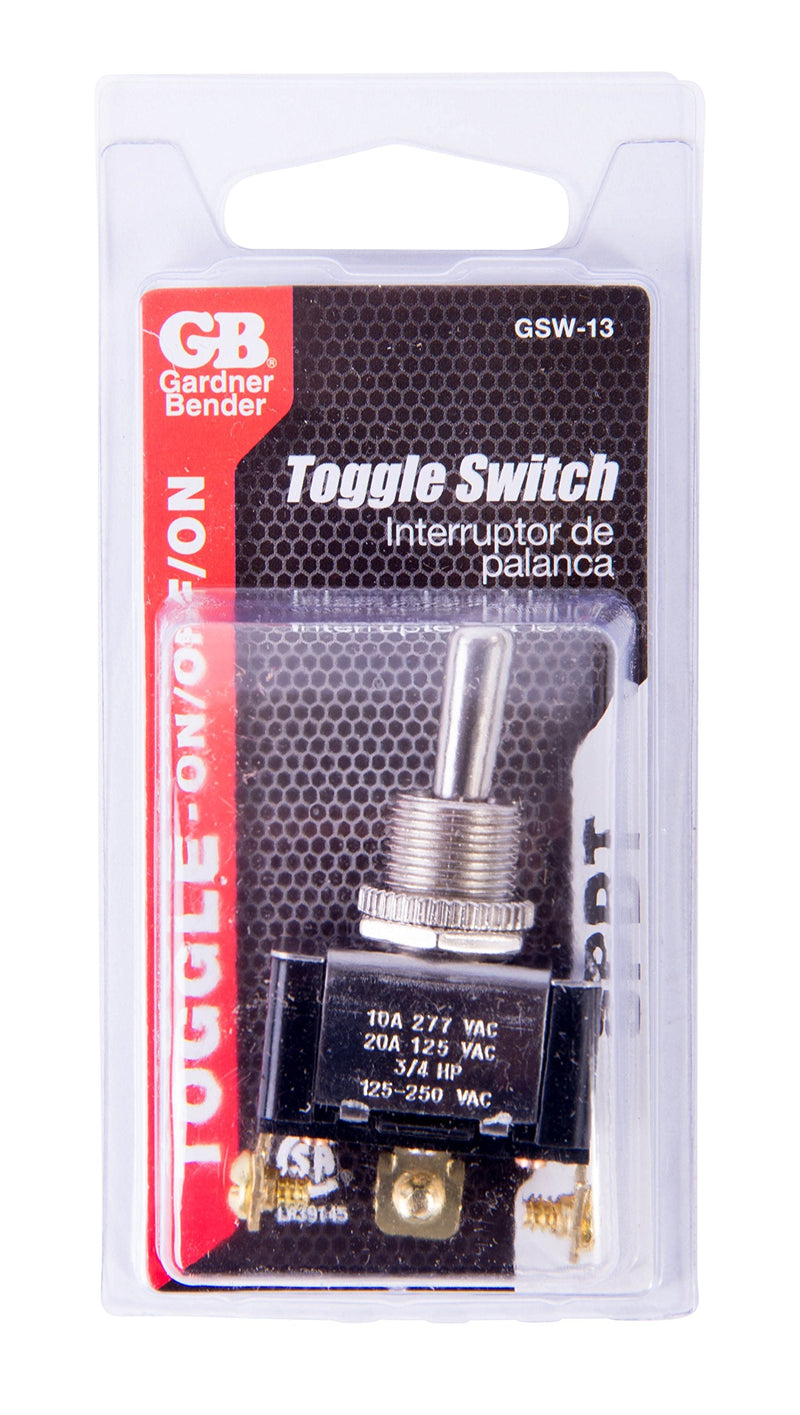 [Australia - AusPower] - Gardner Bender GSW-13 Heavy Duty Electrical Toggle Switch, SPDT, ON-OFF-ON, 20 A/125V AC, Screw Terminal 