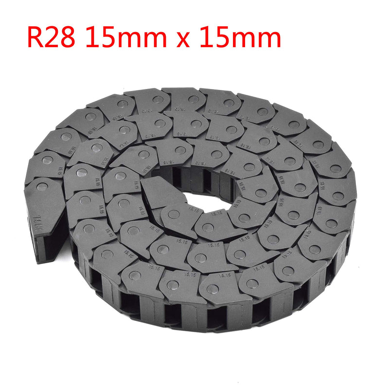 [Australia - AusPower] - Plastic Drag Chain Cable Carrier Closed Type with End Connectors R28 15 x 15mm L1000mm for Electrical CNC Router Machines 