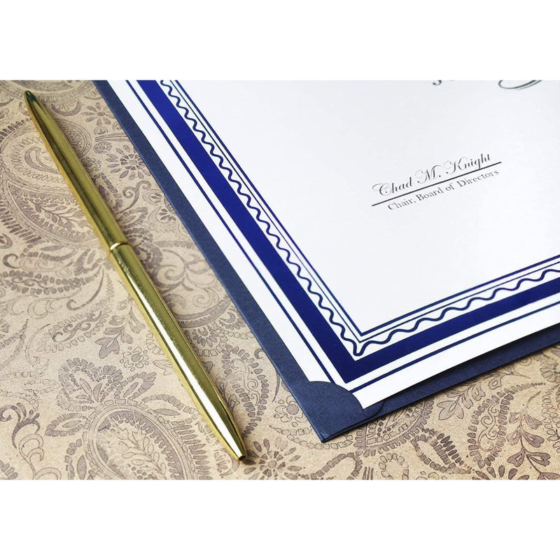 [Australia - AusPower] - 12-Pack Certificate Holder - Diploma Cover, Document Cover for Letter-Sized Award Certificates, Navy Blue, Silver Foil, 11.2 x 8.8 Inches 