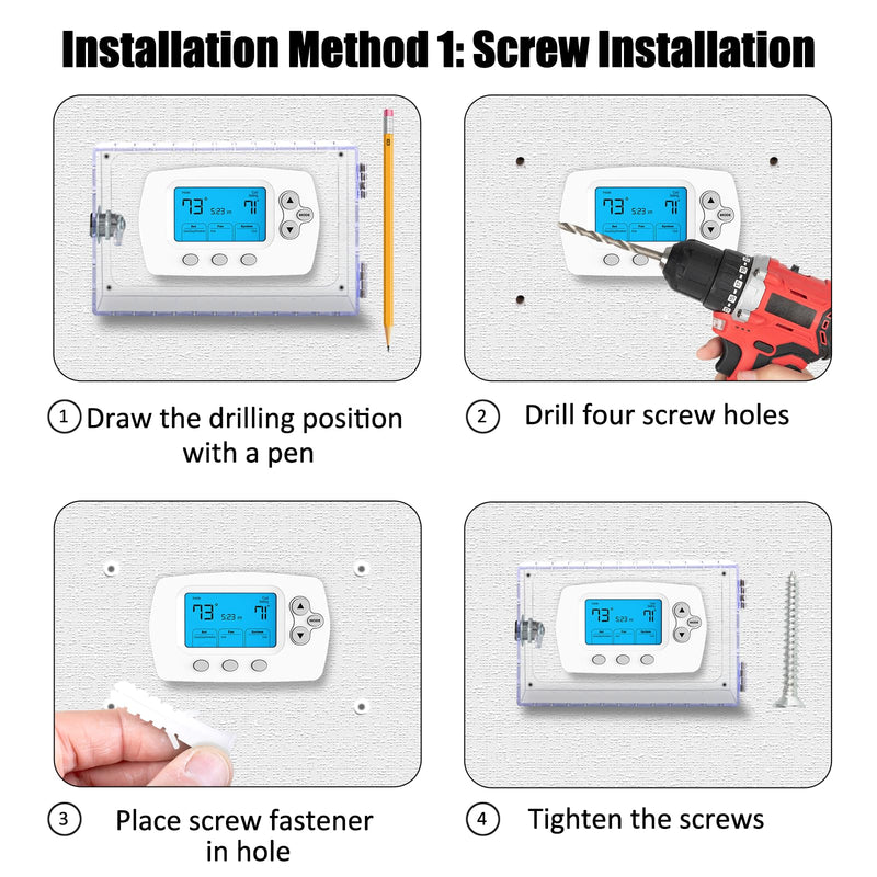 [Australia - AusPower] - Sankoly 2 PCS Large Thermostat Cover with Lock Thermostat Locking Cover Clear Large Thermostat Guard Preventing Tampering/Damage, Fits Thermostats 7" L x 4" W x 2" H or Smaller 