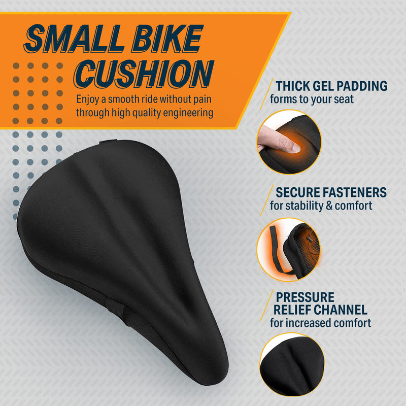 [Australia - AusPower] - Bikeroo Bike Seat Cushion 11in x 7in Padded Gel Bike Seat Cover, Compatible with Peloton, Adjustable for Men & Womens Comfort on Stationary Exercise and Universal Bicycle Seats 
