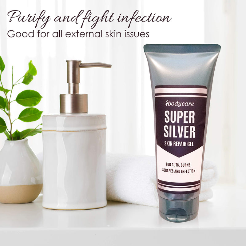 [Australia - AusPower] - ibodycare Super Silver Gel for Cuts, Burns, Rashes, Scar and Infection Care, Colloidal Silver Gel, 4 oz 1 