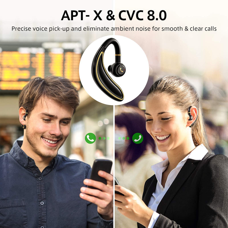 [Australia - AusPower] - Bluetooth Earpiece for Cell Phone, Timmkoo S60 Single Ear Hands-Free Wireless Bluetooth Headset with Mic Apt-X CVC8.0 for iPhone, Samsung, Android, PC, Laptop, Tablet, TVs (Gold) Gold 