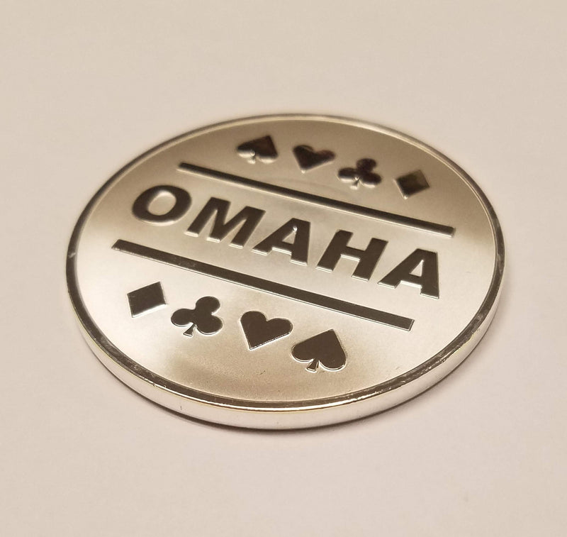 [Australia - AusPower] - 1x Omaha & Texas Hold'em Silver Plated Metal Dealer Button Great for Round by Round Poker Games 
