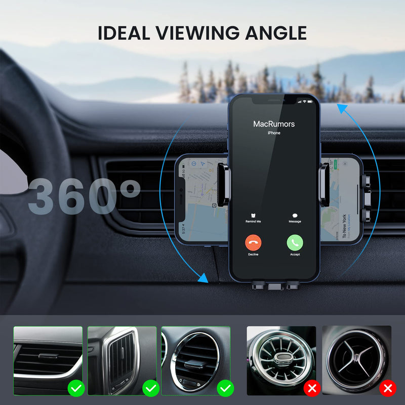 [Australia - AusPower] - Phone Holder Car [Upgrade Clip Never Fall] Car Phone Holder Mount Automobile Air Vent Hands Free Cell Phone Holder for Car Fit for All Car Mount for iPhone Android Smartphone Vent Cradle 