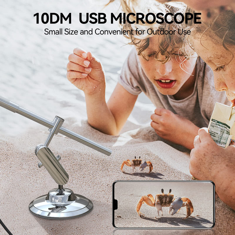 [Australia - AusPower] - USB Digital Microscope, 10DM True 200x Magnification Handheld Microscope with Metal Stabilizer, Compatible with PC & Android Device 