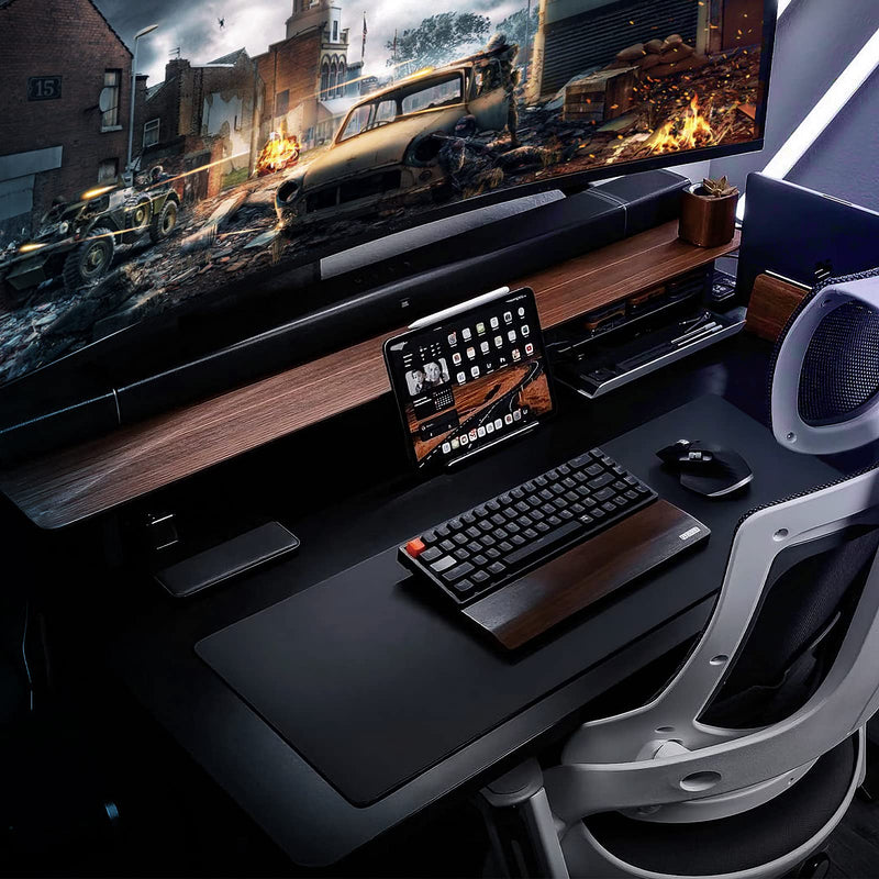 [Australia - AusPower] - ETZ Large Gaming Mouse Pad 31.5 x 11.8 × 0.12 in,with Stitched Edges,Extended Mousepad,Durable Non-Slip Natural Rubber Base,Washable Keyboard Pad,Desk Pad for Gamer,Office & Home,Black Black 