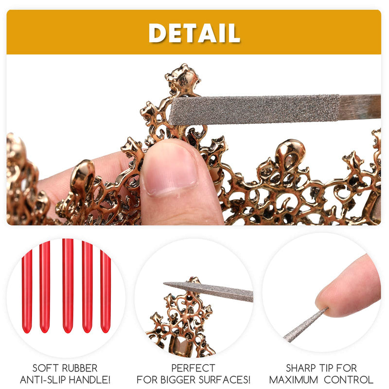 [Australia - AusPower] - 9 Pieces Miniature and Model Files, Includes Diamond File Set of Round, Flat and Triangular Metal File 