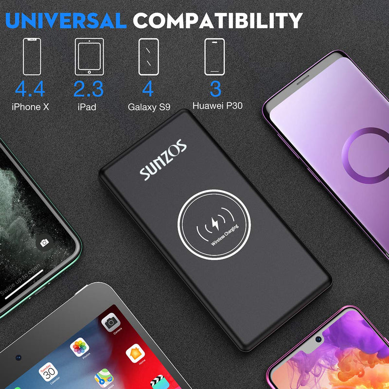 [Australia - AusPower] - Wireless Portable Charger,SUNZOS 20000mAh PD 3.0 Power Bank 18W QC 3.0 External Battery Pack with 3 Input Port and 4 Outputs, High-Capacity External Charger Battery for iPhone, Samsung, iPad, and More 