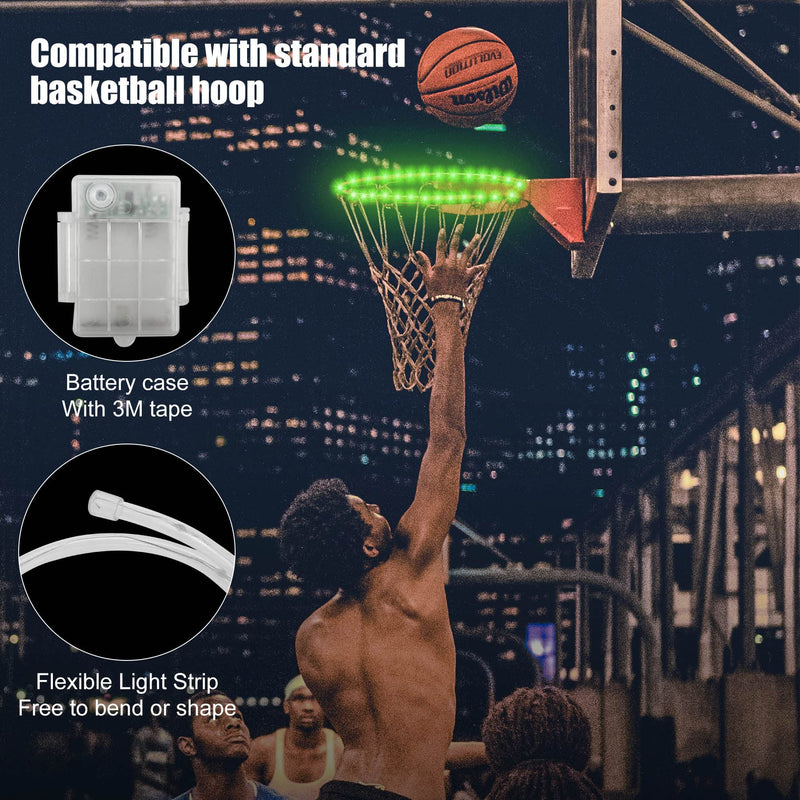 [Australia - AusPower] - LED Basketball Hoop Light, Remote Control Light Up Basketball Hoop Waterproof Basketball Rim LED Light 17 Color and 7 Lighting Modes Basketball Gift for Kids Adults, Bright to Play at Night Outdoors 