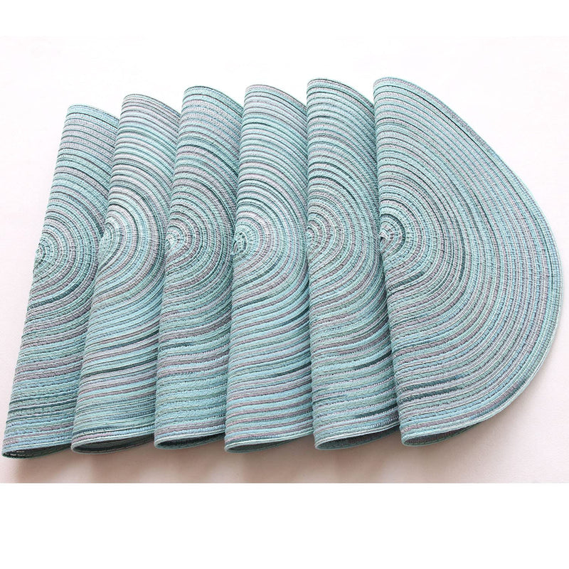 [Australia - AusPower] - Thymat 15” Round Woven Placemats for Kitchen Dinning Table, Set of 6, Teal 
