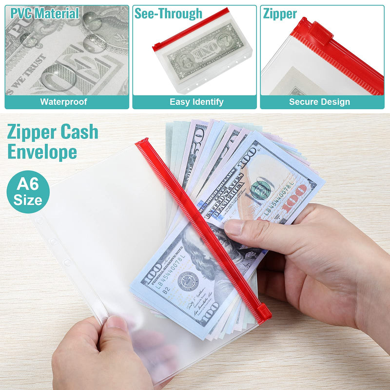 [Australia - AusPower] - Budget Binder Organizer, A6 Cash System Planner for Money Receipts Budgeting,PU Leather Notebook,12 PCS Clear Cash Envelope ,12 Expense Tracker Budget Sheets and 30 Colorful Labels(Mint Green, A6) Mint Green 