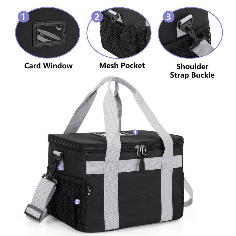 [Australia - AusPower] - LoDrid Reusable 6 Cups Drink Carrier for Delivery with Bottom Padded Pad, Cup Holder Bag with Removable Dividers, Portable Drink Tote Bag with Shoulder Strap for Take Out, Outdoors, Travel, Black 6-CUP 