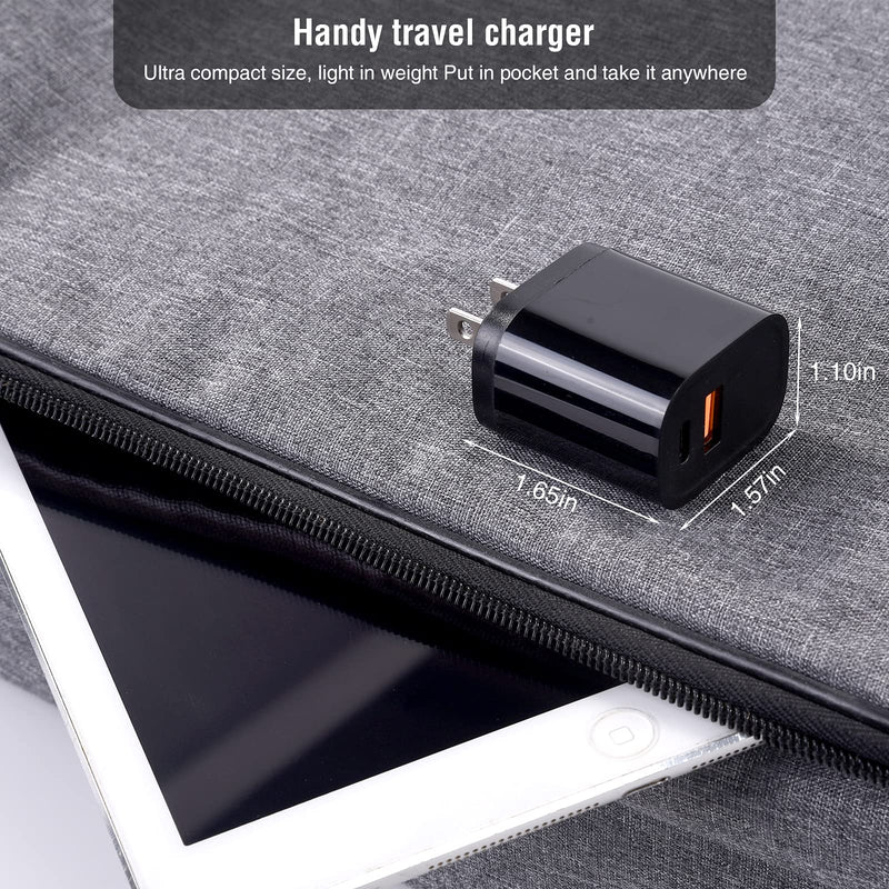 [Australia - AusPower] - USB C Wall Charger, Augenblick 18W Fast Dual Ports PD and QC 3.0 Power Adapter for iPhone 13 12 Pro Max Mini 11 Xs XR X 8 Plus Galaxy Pixel and More 
