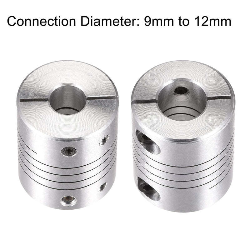 [Australia - AusPower] - uxcell 2PCS Motor Shaft 9mm to 12mm Helical Beam Coupler Coupling 25mm Dia 30mm Length 