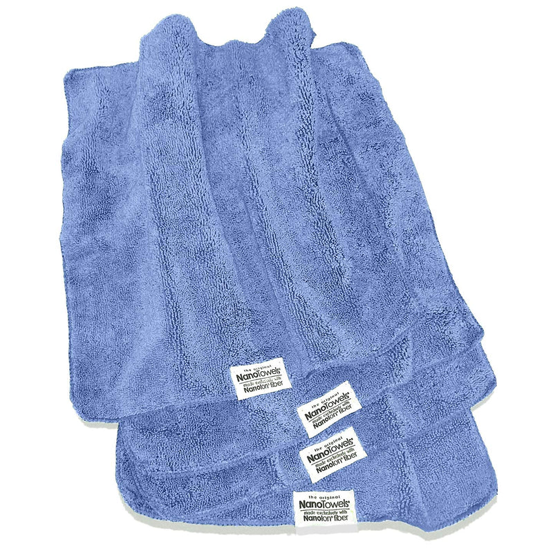 [Australia - AusPower] - Nano Towels Cleaning Cloths Cleans With Only Water - Wipes Away Dust, Spills & Grime Instantly Without Chemicals Paper Or Microfiber Supplies. Kitchen, Bathroom, Window, Glass 14x14” 4-Pack Nano Blue 
