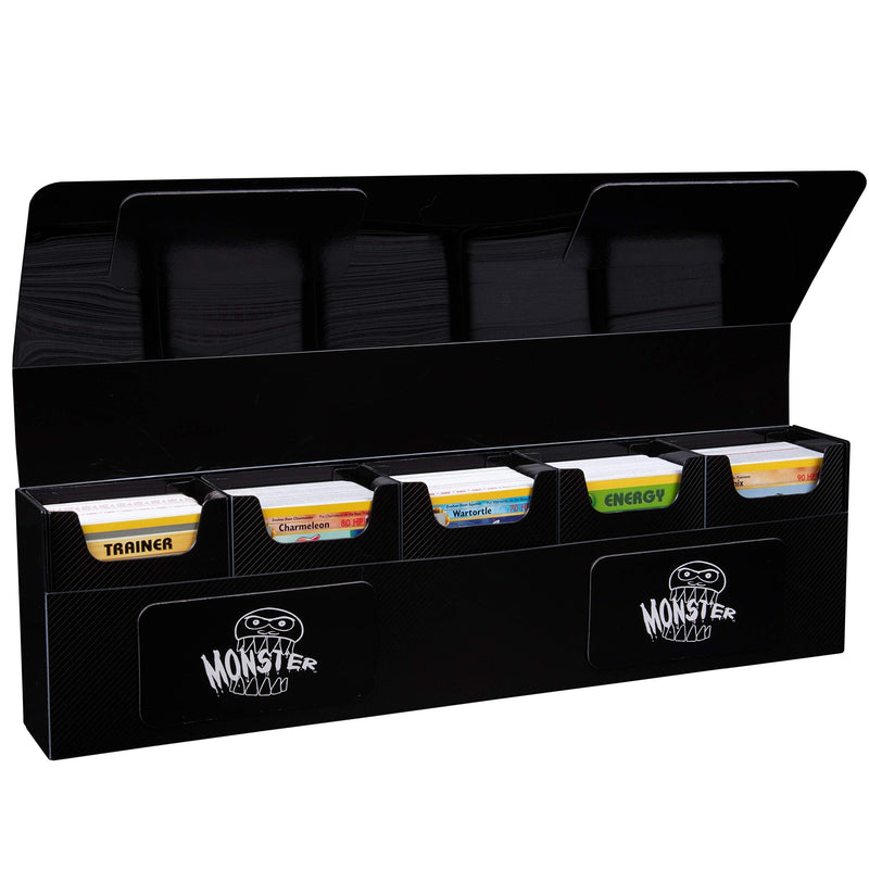 [Australia - AusPower] - The Hydra 5 Compartment Riveted Deck Storage Box w Magnetic Closure- Card Case Holds Five Decks- Fits All Standard and Smaller Size MTG and TCGs - Black 