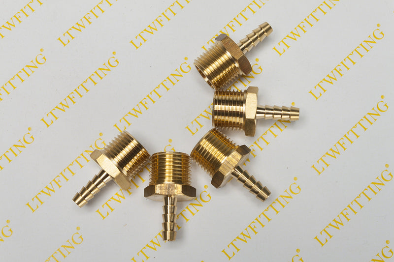 [Australia - AusPower] - LTWFITTING Brass Barb Fitting Coupler/Connector 1/4-Inch Hose ID x 1/2-Inch Male NPT Fuel(Pack of 5) 