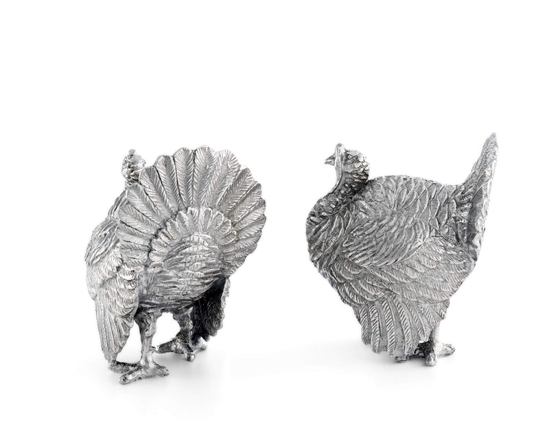 [Australia - AusPower] - Vagabond House Pewter Thanksgiving Turkey Salt and Pepper Shaker Set Solid Metal 2.25 inch Tall 