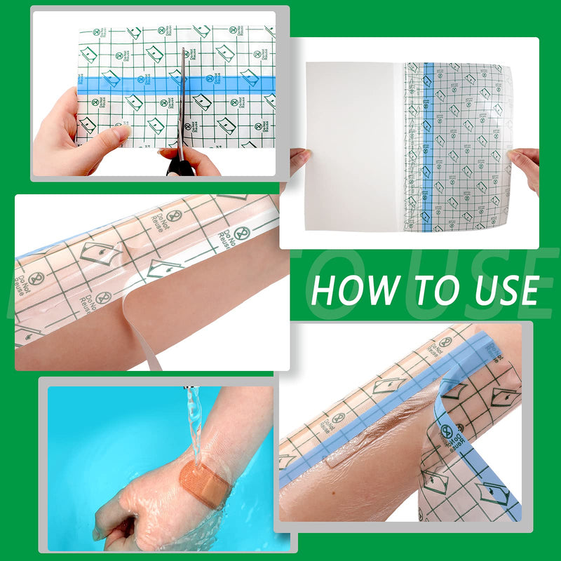 [Australia - AusPower] - 50 Pieces Waterproof Shower Patch Transparent Stretch Adhesive Bandage Protective Shower Bandage Cover Waterproof Transparent Film Clear Adhesive Bandages Dressing, 9 x 9 Inch 