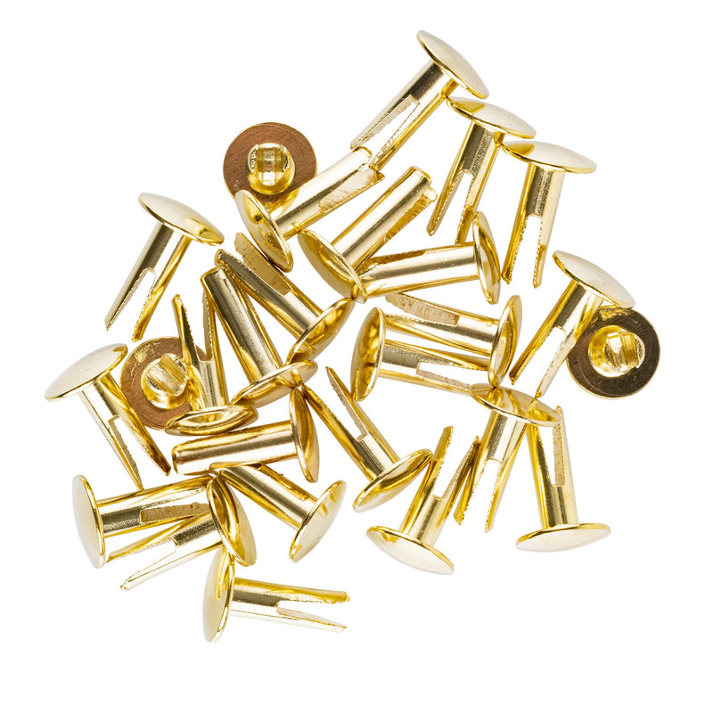 [Australia - AusPower] - Split Rivets Brass Plated Steel | 1/2" Long | Pack of 50 Rivets | TKR-12 