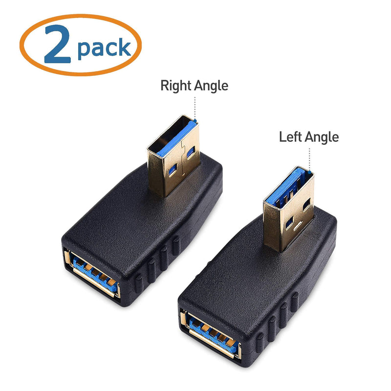 [Australia - AusPower] - Cable Matters 2-Pack USB 3.0 Coupler USB Female to Female Adapter Gender Changer & Combo-Pack 90 Degree Left and Right Angle USB Adapter 