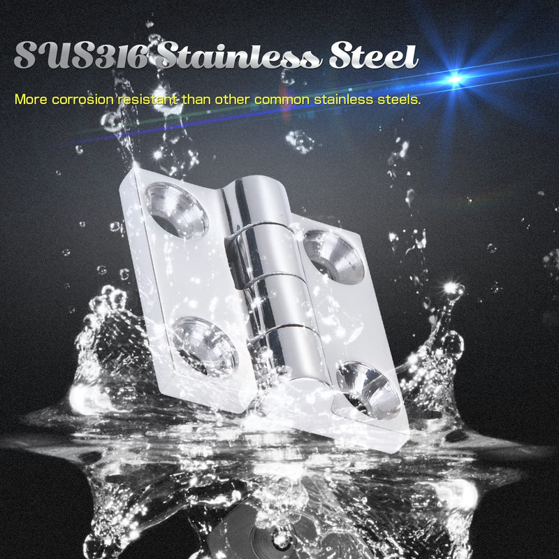 [Australia - AusPower] - AMYSPORTS Heavy Duty Boat Hinge Strap Mirror Polished Marine Hinges Mount Hardware Hatch Stainless Hinge Door Corrosion Resistance SUS316 2pcs 1.51 inch x 1.51 inch 2pcs 