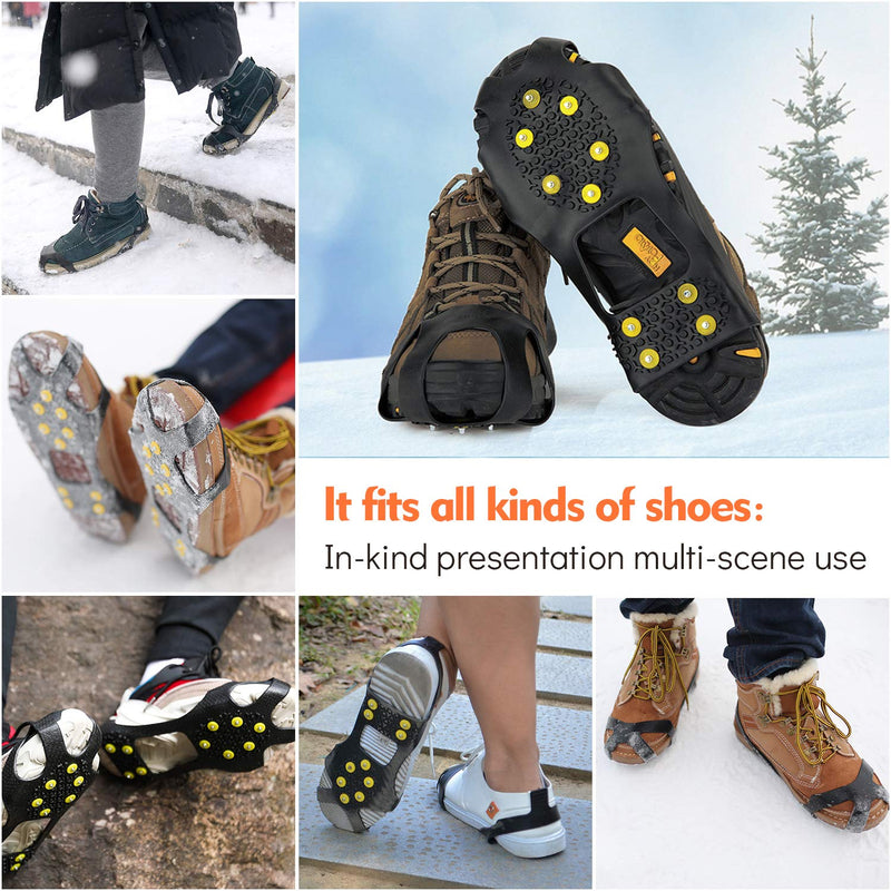 [Australia - AusPower] - Sfee Ice Cleats for Boots Shoes, Snow Grips Cleats for Ice and Snow Anti-Slip Rubber Traction Cleats for Walking on Snow and Ice 10 Steel Studs Crampons for Hiking, Walking, Climbing, Jogging Small - (Women(5-7)/Men(3-5)/EU:31-36) 