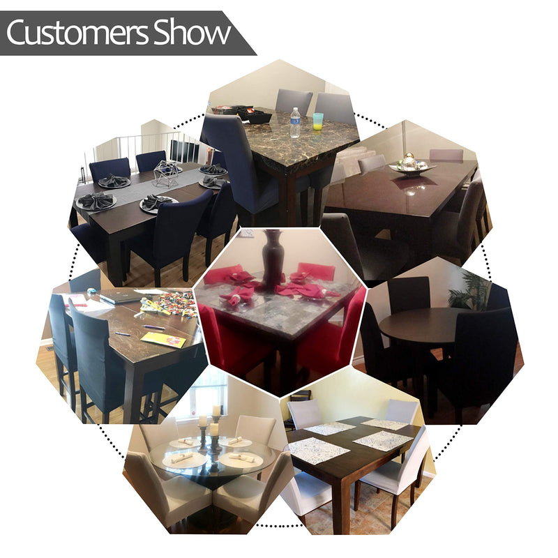 [Australia - AusPower] - Obstal Black Stretch Spandex Dining Room Chair Covers – Set of 4 Universal Removable Washable Chair Seat Slipcovers Protector for Kitchen, Ceremony, Wedding, Banquet, Hotel and Party Pure Black 