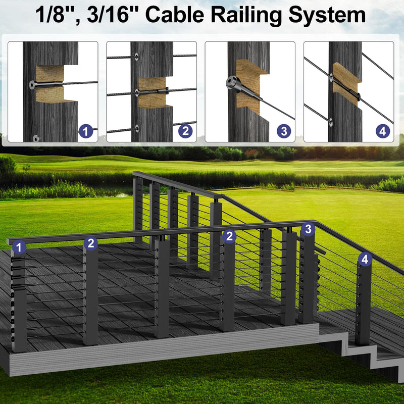 [Australia - AusPower] - BLIKA 20 Pack 5/16" ID Black Angle Washers for Cable Railing Posts, Stainless Steel 30 Degree Black Angle Beveled Washer for 1/8", 3/16" Invisible Cable Railing Hardware, Cable Railing Angled Washer 