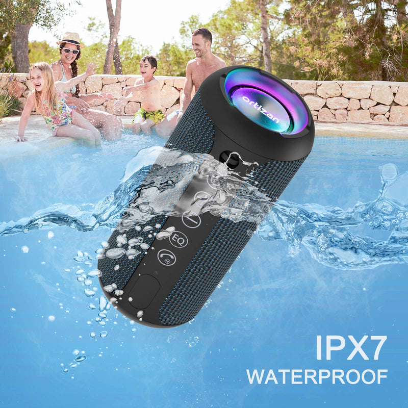 [Australia - AusPower] - Ortizan Portable Bluetooth Speaker, IPX7 Waterproof Wireless Speaker with 24W Loud Stereo Sound, Outdoor Speakers with Bluetooth 5.0, 30H Playtime,66ft Bluetooth Range, Dual Pairing for Home Navy 