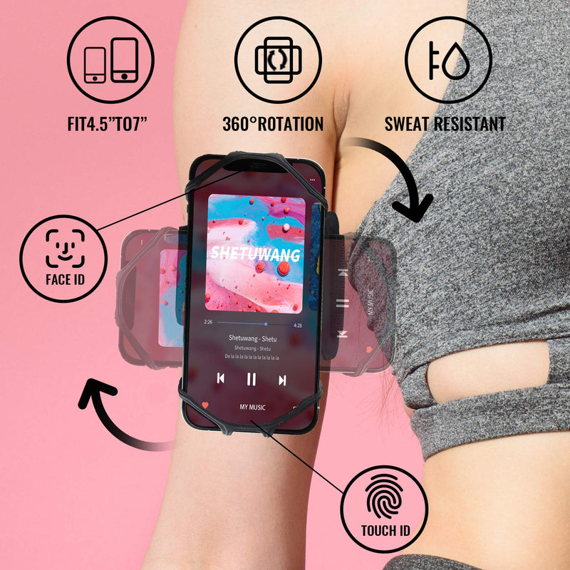 [Australia - AusPower] - Famiry Running Phone Holder Armband Sports 360°Rotation & Detachable Lightweight for Women & Men, Cell Bands for All iPhone 13/12/11 Pro X/XS/XR Samsung Galaxy S10 Smartphone ( Black/4.5"-7'' ) 