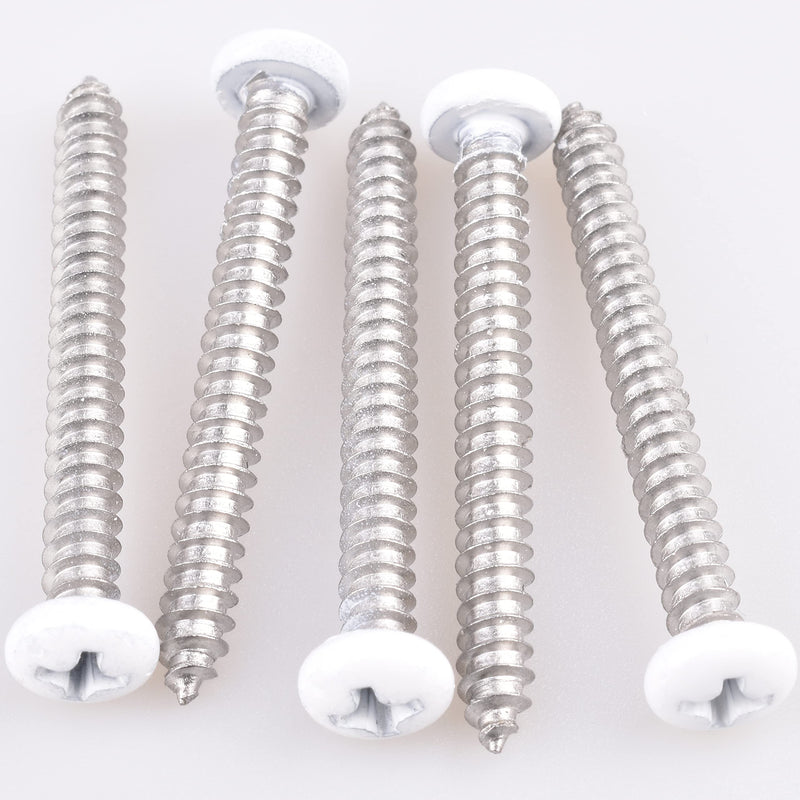 [Australia - AusPower] - 60 pcs # 8 X 1 1/2" White Screws White pan Head Machine Screws White rv Screws Twinfast Thread Cargo RV Zinc Plated Corrosion Resistance #2 Phillips Bit with Screw Bit 