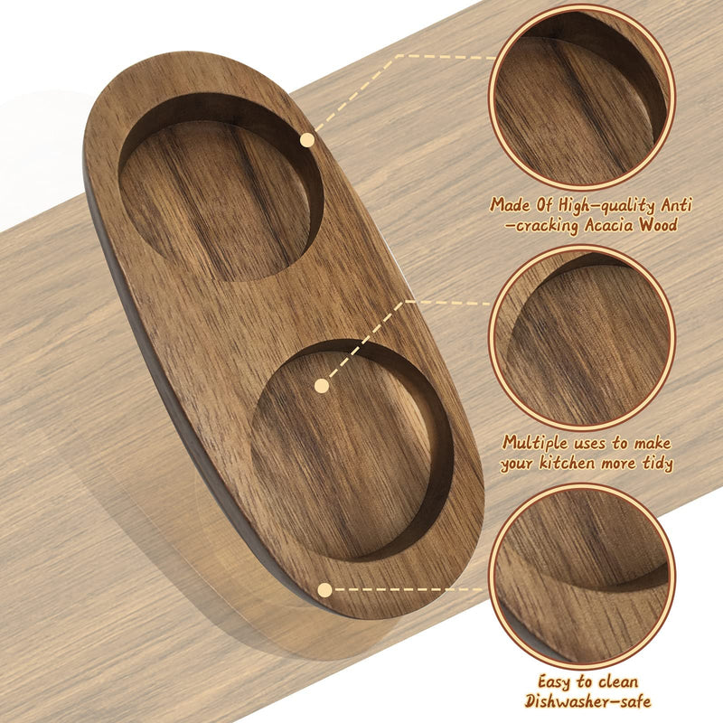 [Australia - AusPower] - Salt and Pepper Mill Tray,Acacia Wood Tray, Salt & Pepper Grinder Accessories（Inner Dia 5.8cm）fit many Mills & Shakers Wooden Tray(Inner Dia 5.8cm) 