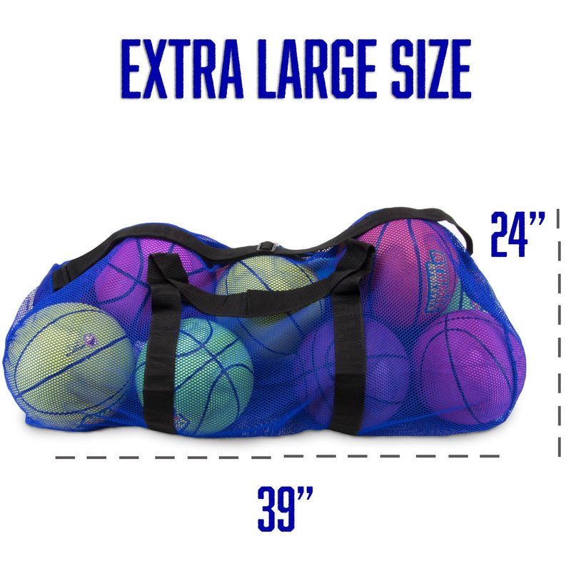 [Australia - AusPower] - Crown Sporting Goods 39" Mesh Sports Ball Bag with Adjustable Shoulder Strap, Oversize Duffle - Great for Carrying Gym Equipment, Jerseys, Laundry Black 